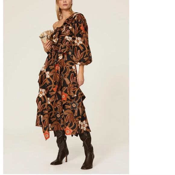 Ulla Johnson Mariam Dress Silk Midi Dress in Onyx - Picture 9 of 9